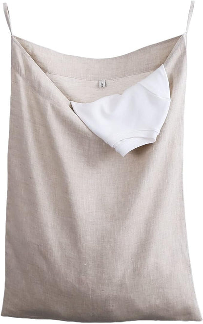 Amazhiyu Pure Linen Over The Door Laundry Hanging Hamper Bag