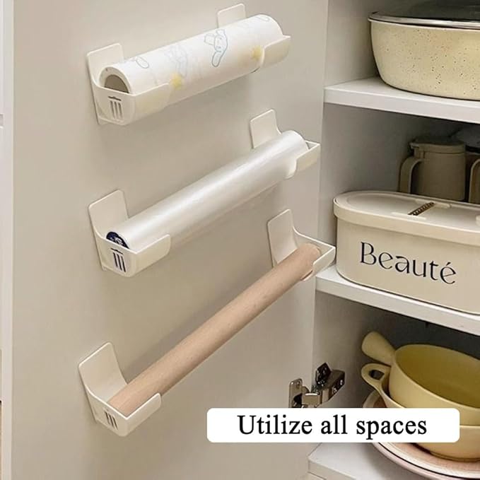 4 Pcs No Punching Trash Bag Dispenser Plastic Bag Holder, Wall Mounted Plastic