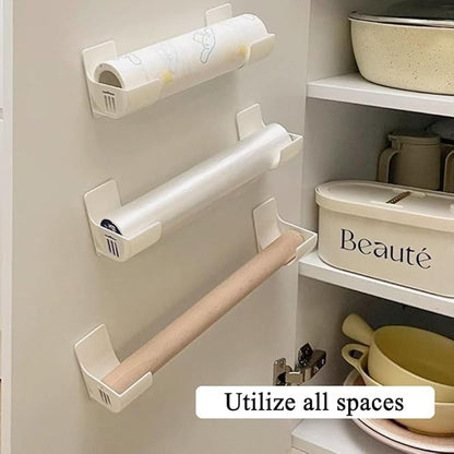 4 Pcs No Punching Trash Bag Dispenser Plastic Bag Holder, Wall Mounted Plastic