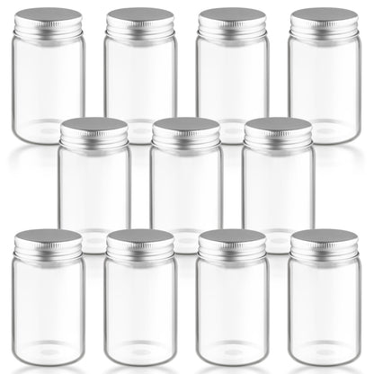 DynnnDy 10Pcs 100ml/3.4oz Mini Clear Mason Jars Empty Glass Bottles with Aluminum Lids Round Containers for Cosmetics,Food Storage,Travel & Crafts