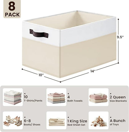 Criusia 8 Pack Large Storage Basket, Fabric Blanket Basket Living Room