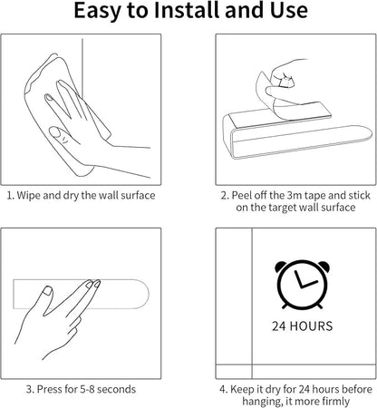 Adhesive Hand Towel Holder, 8 Inch Towel Holder