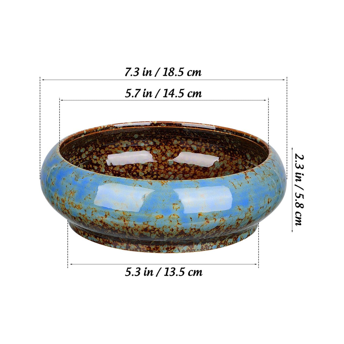 Abaodam Lotus Bowl Planter, Ceramic Water Lily Pot for Growing Lotus Flower Seeds, Shallow Bonsai Bowl for Aquatic Plants, Succulents, Hydroponic Planter for Zen Garden Patio and Home Decor