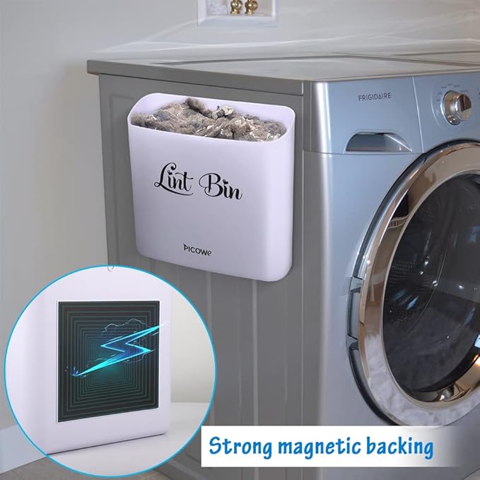Picowe Magnetic Laundry Storage, Large Lint Holder Bin