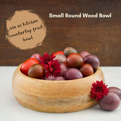 Round Wood Salad Bowl Set, Mango Wood, Small 11 Inch and Large 13 Inch, Natural Finish, Serving Bowls for Fruits and Salads (Set of 2)