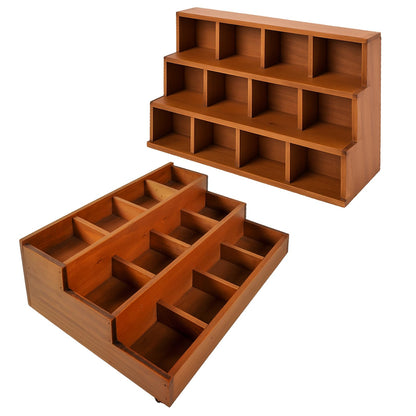 Woodaholic Wood 3-Tier Riser Stand Display Organizer – Versatile Tiered Desktop Shelf for Collectibles, Plants, Candles or Stationery – Stackable & Freestanding Wooden Storage Rack for Home or Office