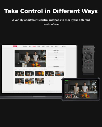 OBSBOT Talent Video Switcher Monitor Encorder Recorder All in One Video Mixer with 7 Video Inputs, Live Streaming to NDI/RTMP/SRT/YouTube and Others Platforms via Wi-Fi, 4G LTE, Ethernet, USB Port.