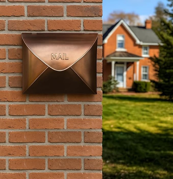 NACH Wall Mount Mailboxes for Outside, 12.5 x 5 x 10 inch Copper Wall Mailboxes for Outside, Waterproof Mailboxes for Outside - Envelope Mailbox