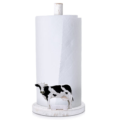 Yetene Cow Paper Towel Holder Cow Kitchen Decor Wooden Farmhouse Paper Towel Holder Countertop Kitchen Accessories Farm Rustic Home Bathroom Living Room Table Decor Gifts
