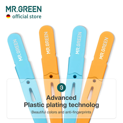 MR.GREEN Eyebrows Tweezers Colorful Beauty Fine Hairs Puller Makeup Tools Stainless Steel Slanted Eye Brow Clips Removal (Orange)
