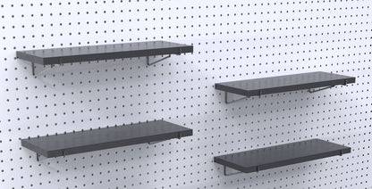 KINOMI Heavy Duty Pegboard Shelves, Value Set of 8 Pack Pegboard Shelf Brackets and 4 Pack Peg Board Shelves for Garage, Home, Garden, Tool Shed (Black)