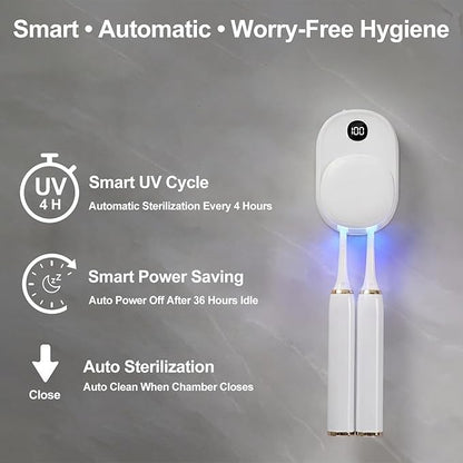 UV Toothbrush Sanitizer Holder Wall Mounted