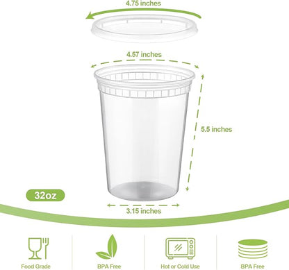 AOZITA 20 Sets 32 oz Plastic Deli Food Containers