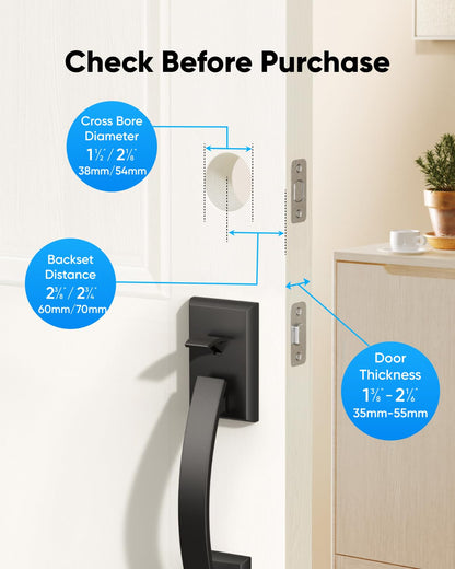 eufy Security Smart Lock C220 with Door Lever, Fingerprint Keyless Entry Door Lock, Built-in Wi-Fi, App Remote Control, Front Door Deadbolt, 8 Months Battery, Reliable Power, IP53 Waterproof