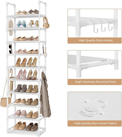 VTRIN 10 Tiers Tall Shoe Rack Holds 20-25 Pairs of Shoes Sturdy Vertical Shoe