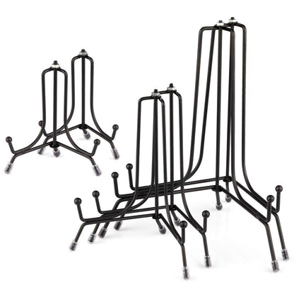 Mocoosy 6 Pack 3 Size Improved Anti-Slip Plate Stands for Display, 4 6 8 Inch Plate Holder Display Stands, Black Iron Wire Easel Frame Stand for Pictures, Photos, Decorative Platter, and Table Art