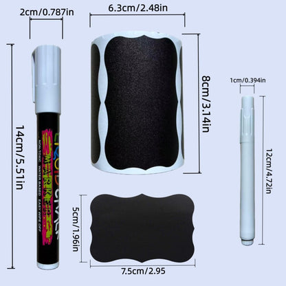 LWTBNTY Blackboard Label - 185 Waterproof Reusable Blackboard Stickers with 3 Liquid Chalk Marks Used for Mason Jars, Party Decoration, Craft Room, Storage, tidying up Your Home and Kitchen