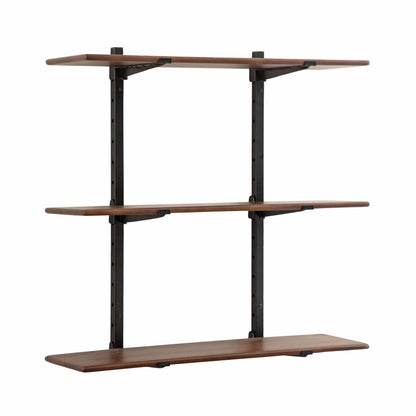Kate and Laurel Atwood Three-Tiered Adjustable Mango Wood Wall Shelf, 32 x 10 x 30, Walnut Brown and Black, Modular Shelving Unit and Wall Organizer for Entryway Storage or Living Room Display Shelves