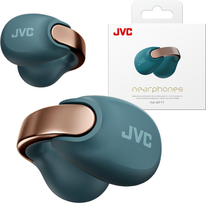 JVC Nearphones Open Ear True Wireless Headphones - Open Ear Earbuds - Bluetooth 5.3-24H Playback - IPX4 Water Resistant - Built-in Mic - Awareness & Comfort - Ear Clip Earbuds - HANP1TA