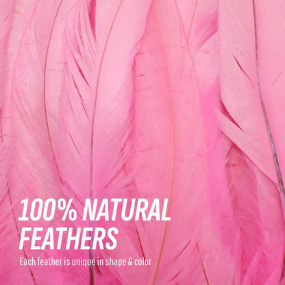 Schuman Feathers Baby Pink Coque Tail Feathers 30 Pack (10-12 Inch) – Natural Rooster Feathers for Crafts, Costumes, Decor, DIY, Halloween, Mardi Gras – Packed in USA, U.S. Quality Control