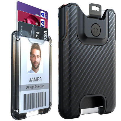 LIUGX Badge Holder, No-Clip Version, ID Card Holder, Durable Polycarbonate (Holds 6 Cards), for Office, Laborer, Police, Work, Black