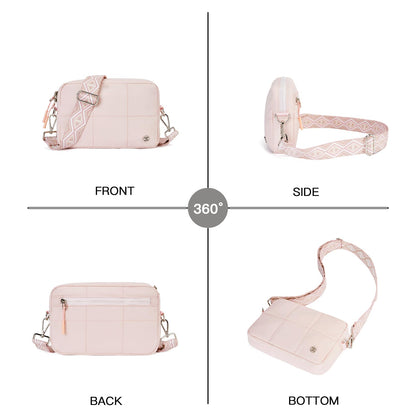 Telena Crossbody Bags for Women Cross Body Purse with Guitar Strap Lightweight Puffer Shoulder Bag for Travel