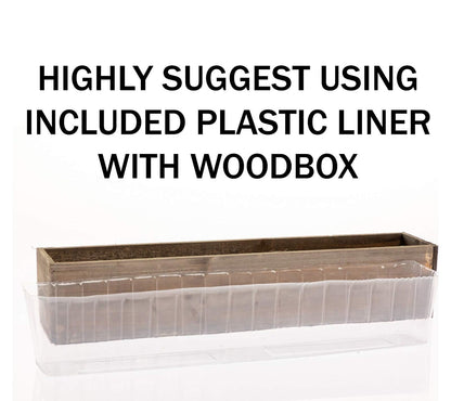 Wooden Planter Box, Rustic Barn Wood with Plastic Liner l Restaurant and Wedding Decorations l Wedding Bouquets, Table Centerpiece (20x4 Set of 2, Natural)