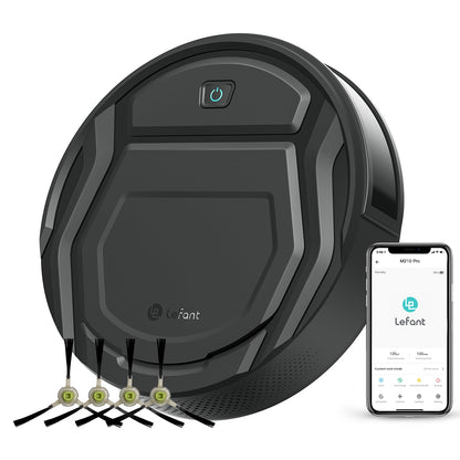 Lefant M210P Robot Vacuum Cleaner, Super Thin, Powerful Suction, Quiet, Self-Charging, Ideal for Pet Owners, Cleans Hard Floors to Medium-Pile Carpets, 120 Mins Runtime, APP/WiFi/Alexa Control, Gray