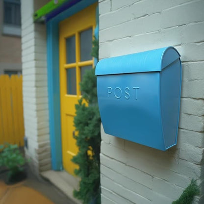 NACH Wall Mount Mailboxes for Outside, 12.75 x 10.75 x 5 inches, Blue Mailboxes for Outside Wall Mount, Waterproof - The Sylvia Mailbox