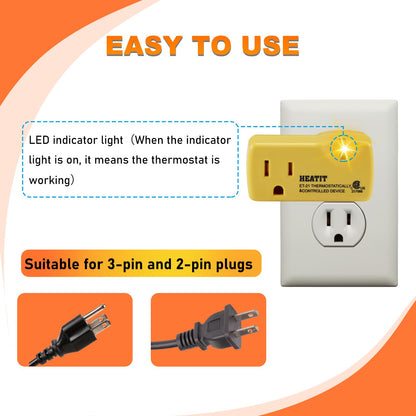 HEATIT ET-21 Freeze Thermostatically Controlled Outlet On at 38F /Off at 50F ET-21-1 1PCS