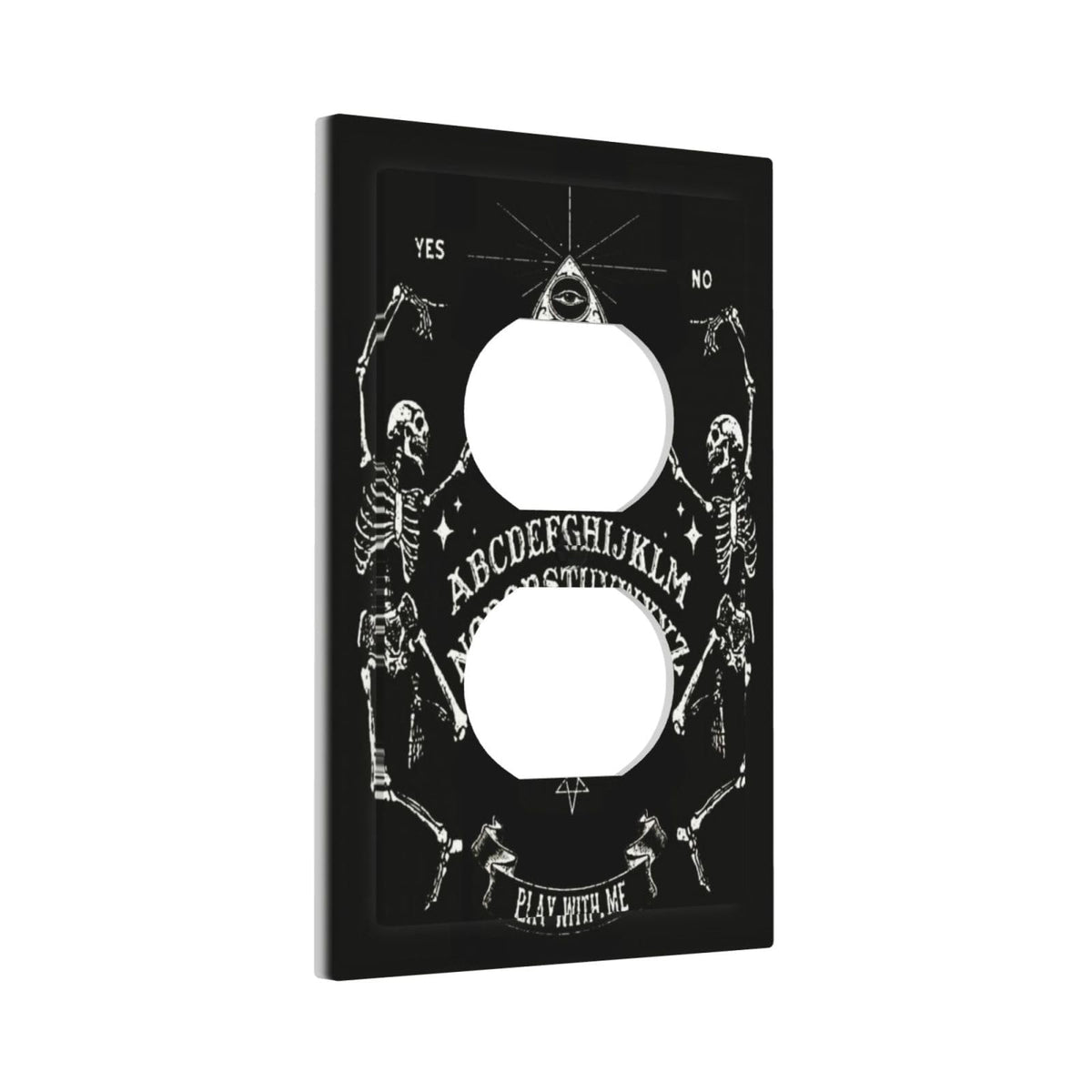 Decorative Dark Skull Gothic Skeleton Duplex Wall Plate 1-Gang Receptacle Outlet Cover Cool Halloween Funny Hippy Mystic Eyes Lovers Aesthetic Electrical Light Faceplate Switch Plate Covers