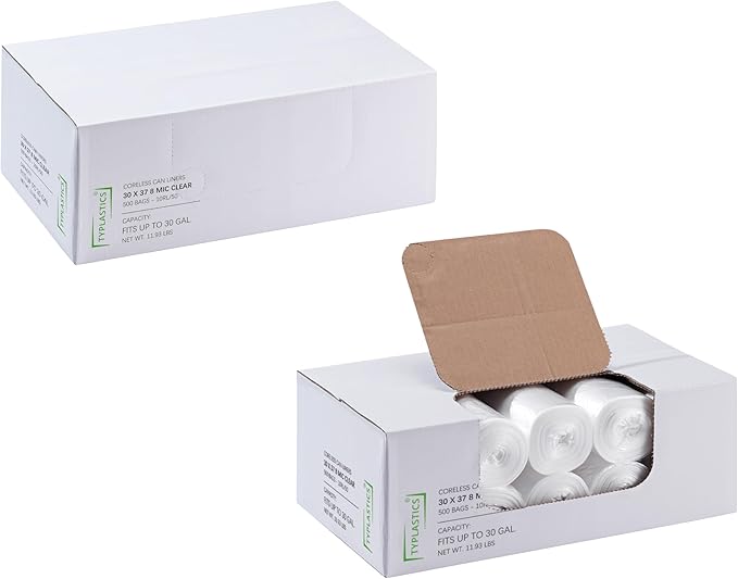 TYPLASTICS 20-30 Gallon Clear Trash Can Liners