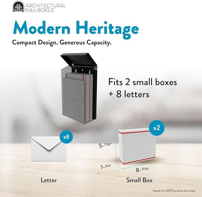 Architectural Mailboxes Modern Heritage Wall Mount Mailbox, Bronze, Small | Galvanized steel build for outside with weather-resistant outdoor construction and a rust-resistant powder-coat finish.