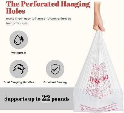 Delxo Grocery Bags Thank You Plastic T-Shirt Bag, To Go, Convenience Stores