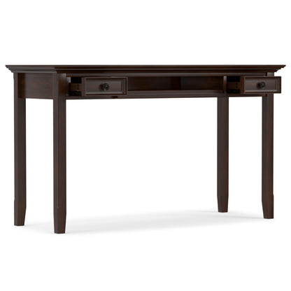 SIMPLIHOME Amherst Desk and Bookcase Bundle - 54 inch Wide Solid Wood Desk with Drawers and 30 inch Wide 5-Shelf Bookcase in Russet Brown, Transitional Home Office Furniture (Set of 2)