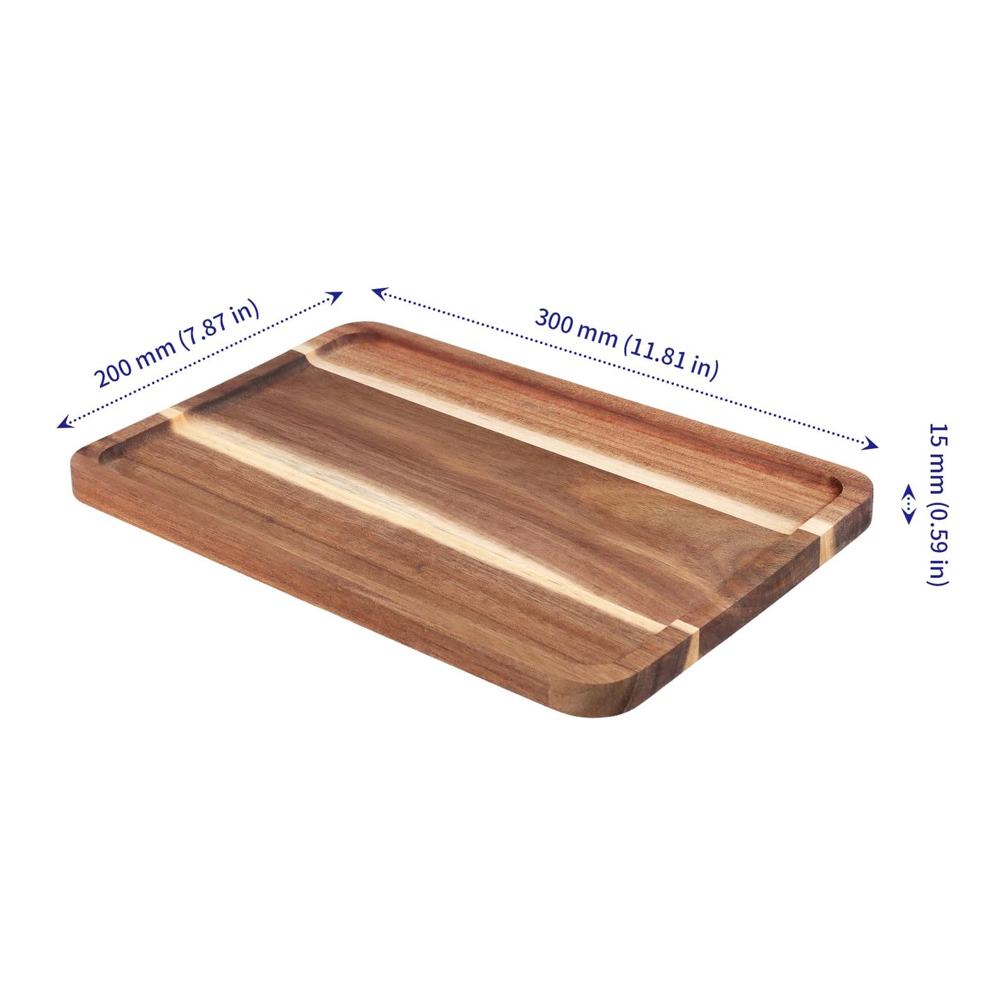 SOUJAP 4Pack 12 x 8 x 0.6 Inch Wooden Serving Tray, Rectangular, Solid Wood, for Kitchen Counter, Bathroom and Home Decor