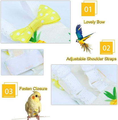 Diaper Flight Suite Liners for Birds Protective Nappy with Waterproof Inner Layer Cute Urine Wet Suit for Parrot Macaw African Budgies Conure Monk Parakeet (L,White)