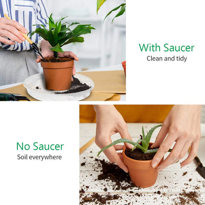 JOYSEUS Plant Saucers - 6 Pack of 13 Inch - Durable Plastic Plant Tray for Flower Pots, Clear Plant Saucer for Indoor Plants Pots & Outdoor Plants (6 Pack)