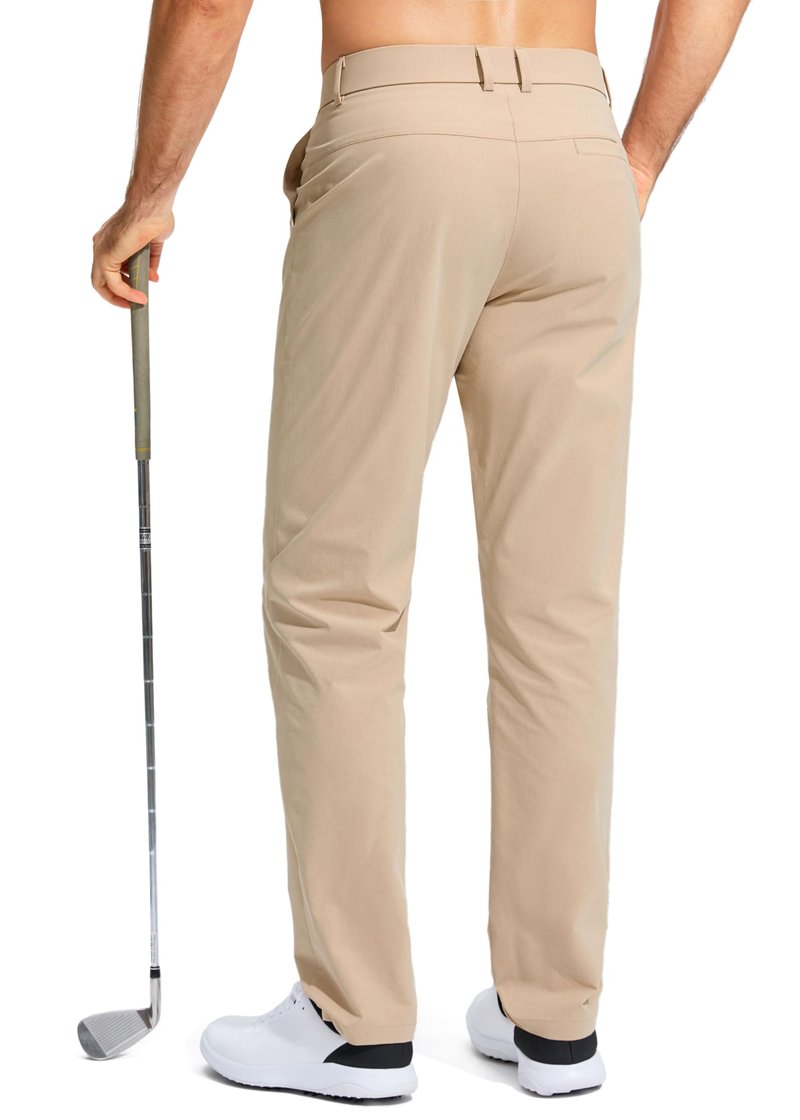 Pudolla Men's Golf Pants Mens Dress Slacks Pants Stretch Work Comfy Pants 34 Quick Dry Casual Trousers with Pockets(Khaki 36Wx34L)