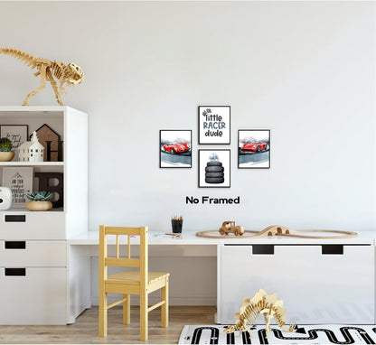 Modern Car Posters Classic Supercar Wall Art Prints, Cool Racing Ferrari Lamborghini McLaren Pagani Canvas Posters for Man Cave Boys Room Wall Decor, Sports Car Art Prints, Set of 4 (8"x10" Unframed)