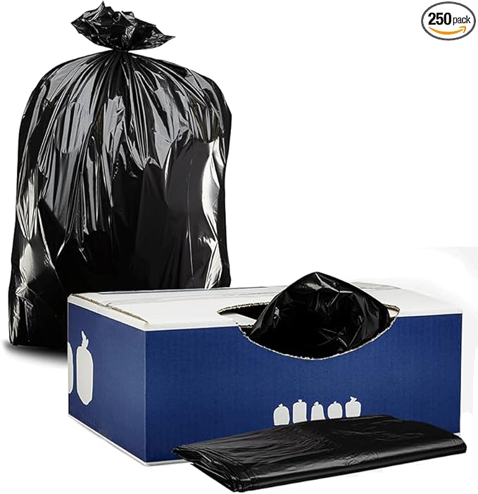 Plasticplace - W14LDB 12-16 Gallon Trash Bags │ 1.2 Mil │ Black Garbage Can