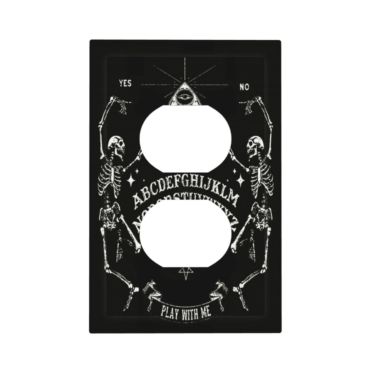 Decorative Dark Skull Gothic Skeleton Duplex Wall Plate 1-Gang Receptacle Outlet Cover Cool Halloween Funny Hippy Mystic Eyes Lovers Aesthetic Electrical Light Faceplate Switch Plate Covers
