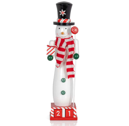 Ornativity Snowman Nutcracker for Christmas - Countdown Wooden Snow Man with Advent Calendar Count Down to Xmas Winter Holiday Nut Cracker 12 Inch