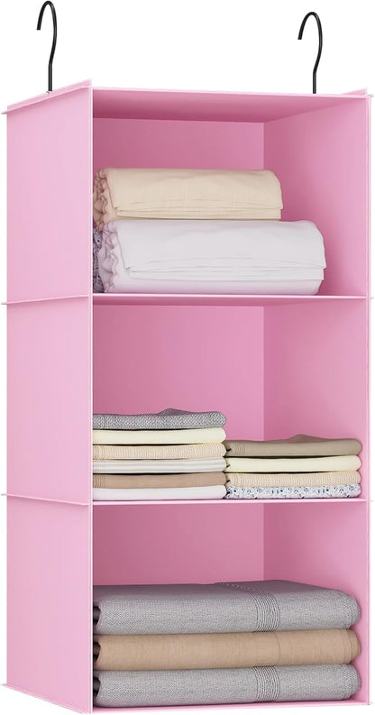 Hanging Closet Organizer and Storage 3-Shelf, Easy Mount Foldable Hanging