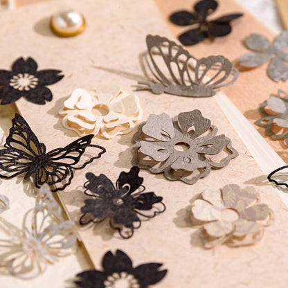 Diuhofart 300pcs Scrapbook Paper Cutouts Lace Flowers Butterfly for Scrapbooking Embellishments Supplies, Junk Journaling, Card Making, Mixed Media, Vintage Diecut Floral Collage Materials
