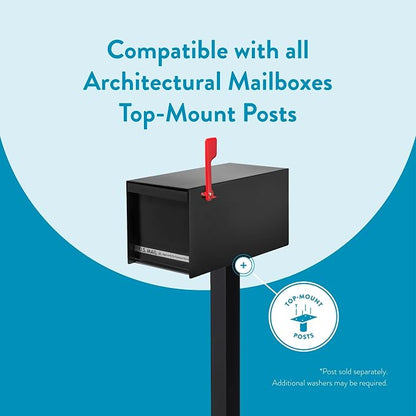 Architectural Mailboxes MailMax Post Mount Mailbox, All Black, Large | Modern galvanized steel and aluminum build with rust-resistant powder-coat finish and a magnetic door closure. USPS approved.