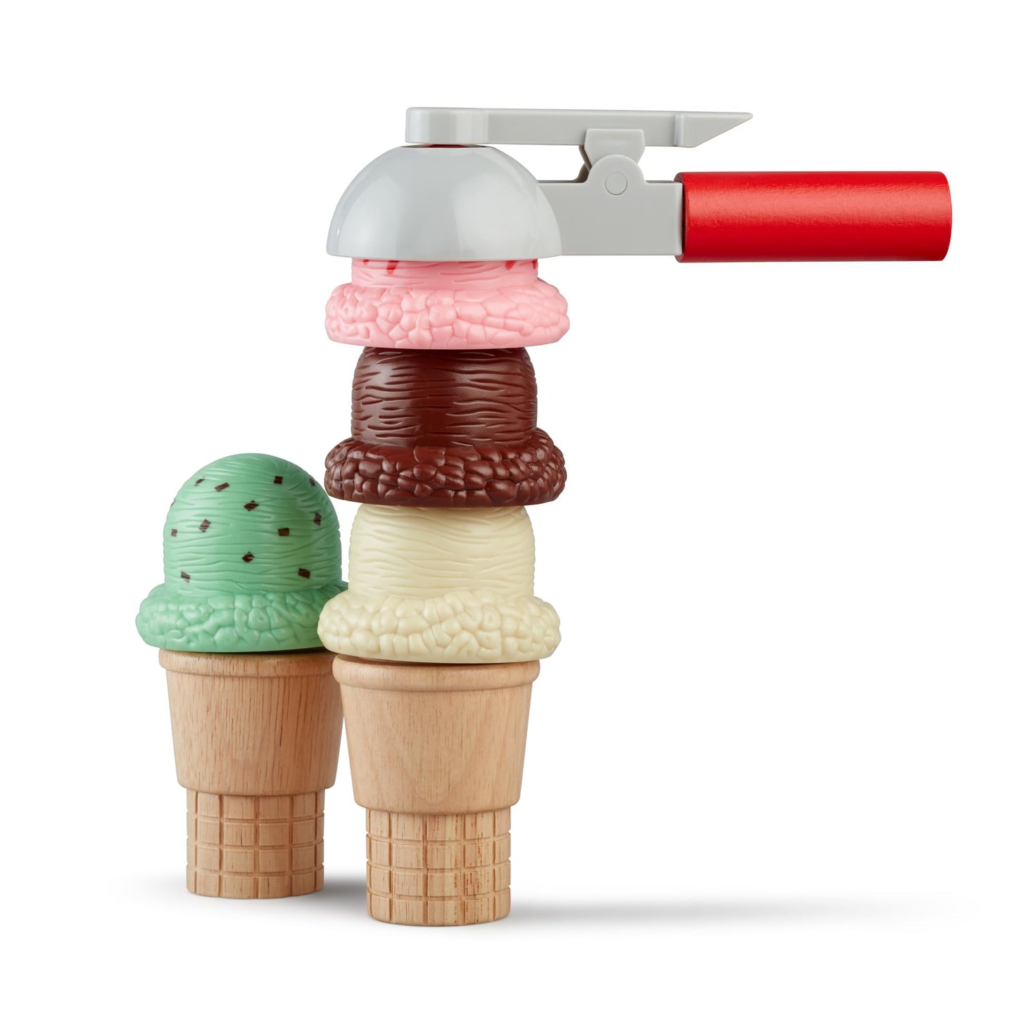 Melissa & Doug Scoop and Stack Ice Cream Playset, Magnetic Wooden Toys & Pretend Play Kitchen Accessories, Preschool Learning Toys for Girls & Boys 3+ - FSC Certified