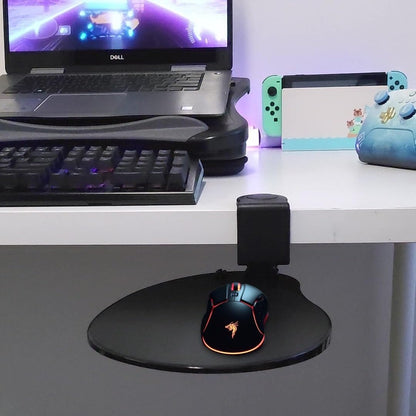 MAX SMART Clamp on Mouse Platform, Clip on Mouse Pad, Rotating 360, Easy Slide Out Tray, Suitable Up to for 1.5" Thickness Desk, for Home, Office to Save Space (Black)
