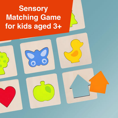 GOKI Sensory Matching Game for Toddlers 3+ Wooden Memory Game & Shape Matching Montessori Toy, 16 Pieces with Cotton Bag, Fine Motor Skills Learning Toy