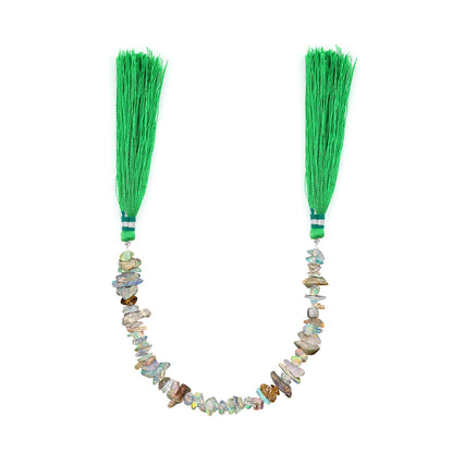 ColouredRocks ETHIOPIAN OPAL DRILLED STRAND 5" INCH WITH TASSELS, Raw Crystals, Raw Stones, Rough Gemstones, Jewelry Making Supply, DIY, Crafts (20 CARATS)